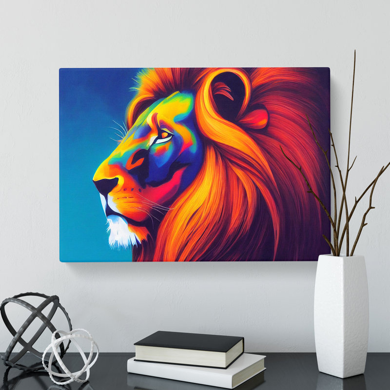 Compelling Lion - Wrapped Canvas, 50cm H x 76cm W x 3cm D