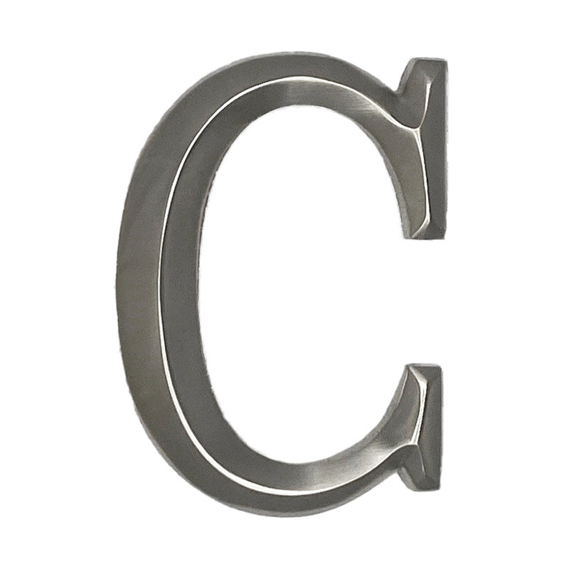 Heurtoir de porte lettre monogramme, Nickel, C