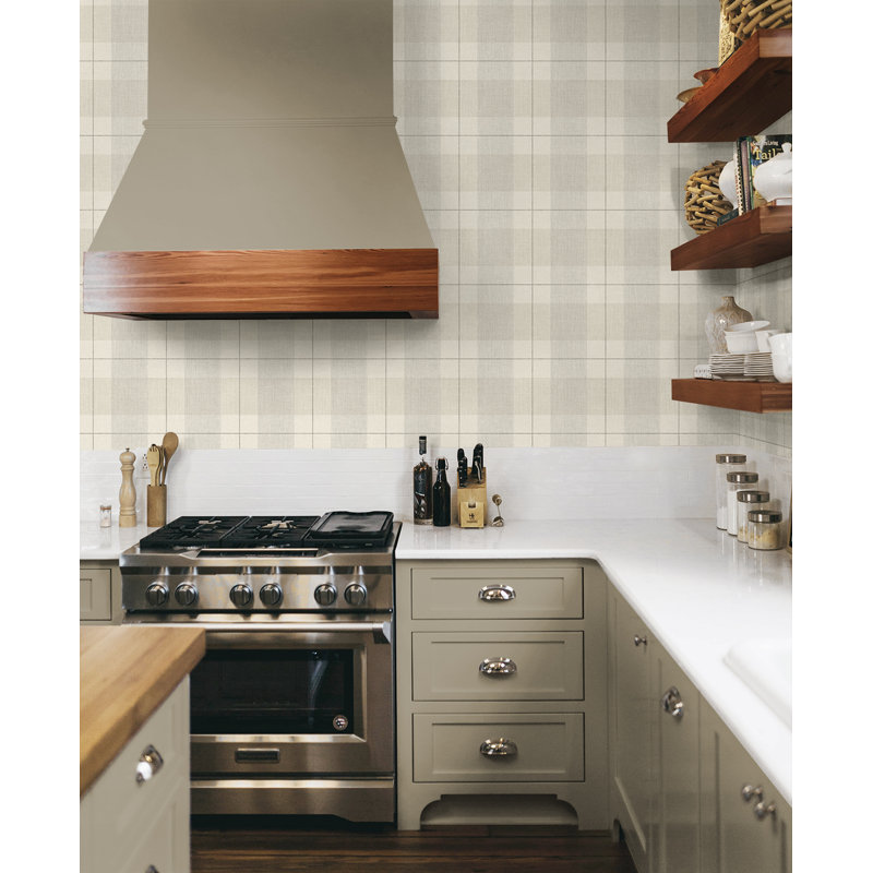 Poetke 18cm x 52.10cm Peel and Stick Satin Wallpaper Roll, Beige