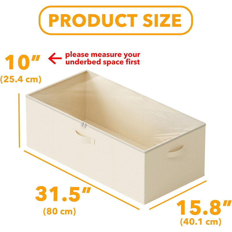 Beige 10" High Plastic Underbed Storage Containers with Lids, 4-Pack