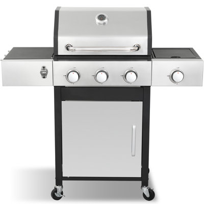 Barbecue au propane à 3 brûleurs GRILL DEPOTS, 39 000 BTU, grilles en fonte émaillée de porcelaine, couvercle isolé à double paroi, brûleur latéral, roues pour la cuisine extérieure