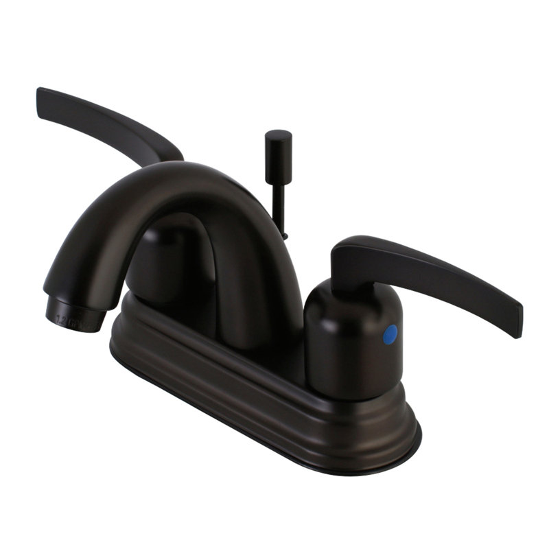 Kingston Brass Centurion Two-Handle 3-Hole Deck Mount 4" Centerset Bathroom Faucet with Plastic Pop-Up, Oil Rubbed Bronze