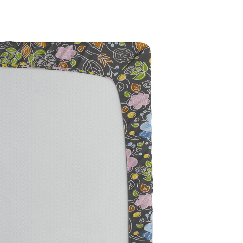 Microfiber Floral Fitted Sheet, Queen Fitted Sheet, Brown/Pink/Blue Floral