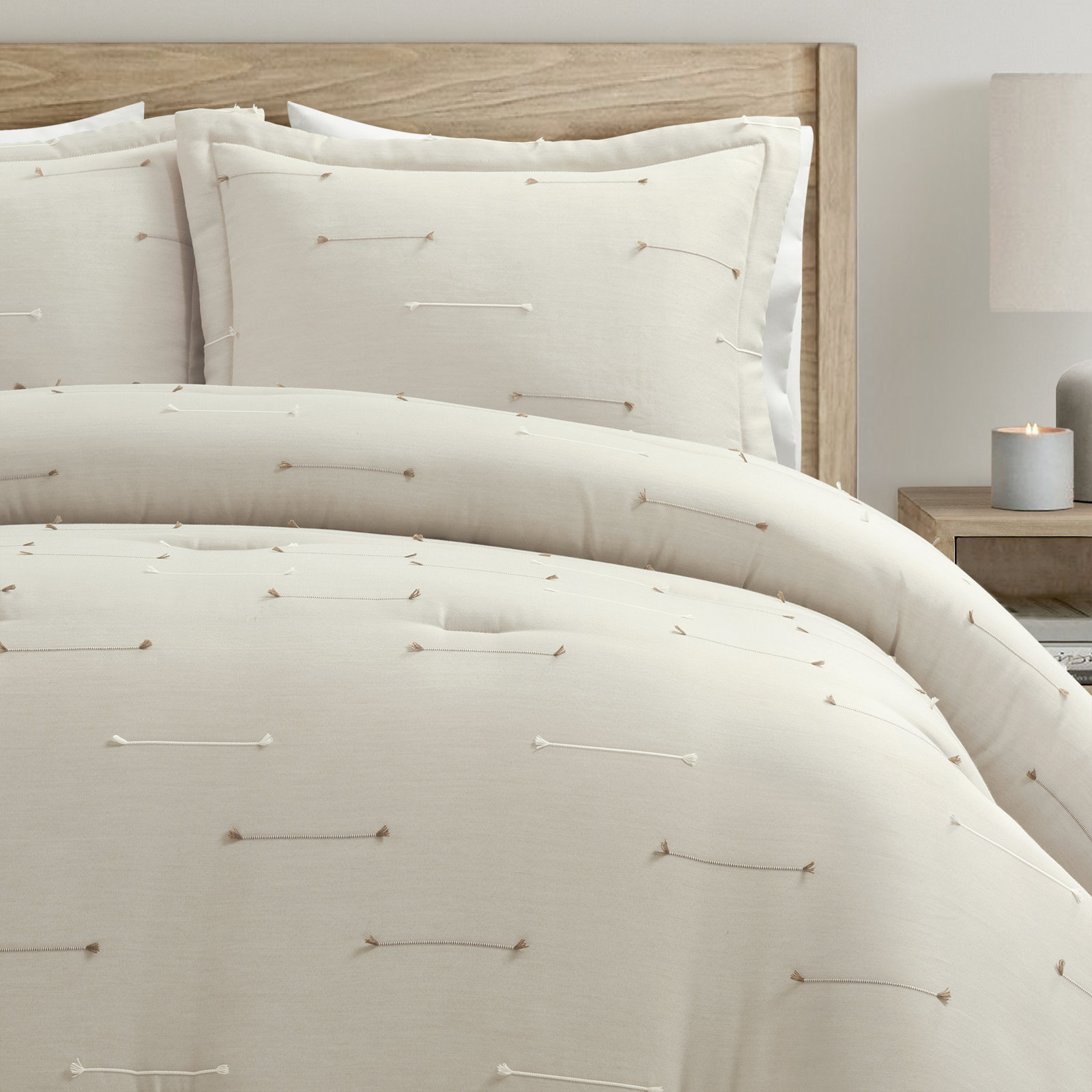 Jetson Comforter Set, Beige, Queen Comforter