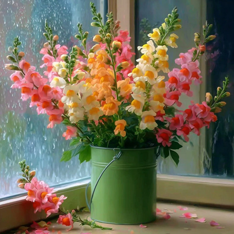 Art mural sur toile Rainy Day Snapdragons