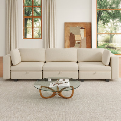 110"  Oversize Sectional 3-Seat Sofa With Storage Compartment