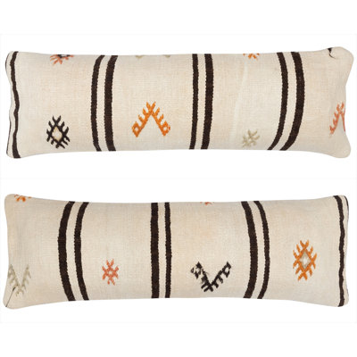 12"x36" SET OF 2 - Vintage Kilim Lumbar Pillow Covers. Hand-woven Hemp Throw Pillows. Turkish Accent Pillows. A pair of Cushion Covers