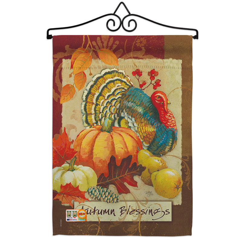 Autumn Blessings Turkey Fall Double-Sided Garden Flag