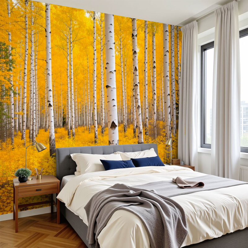 Papier peint 3D Automne forêt de peuplier faux-trembles Rocky Mountains, L 144 po x l 100 po