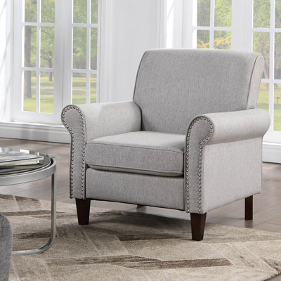 Comfy Accent Chair, Mid-century Modern Fabric Living Room Chair Reading Chair With Soft Cushion, Nailhead Trim & Rolled Armrest, Arm Chair Sofa Chair -  Winston Porter, 4855E96A55FB442E87F60A7AB276CF02