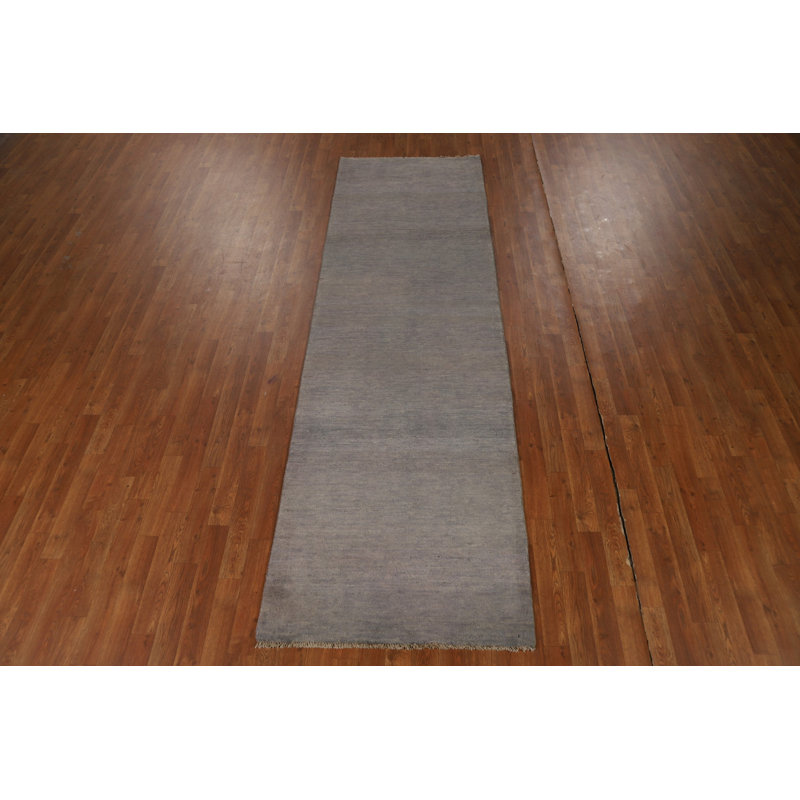 Gray Gabbeh Modern Runner Rug 3x10