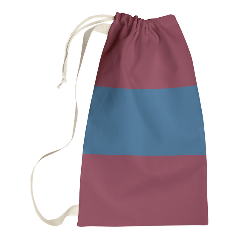 Fabric Laundry Bag with Handles, 36" H x 28" W x 1.5" D, Burgundy/Blue/Burgundy
