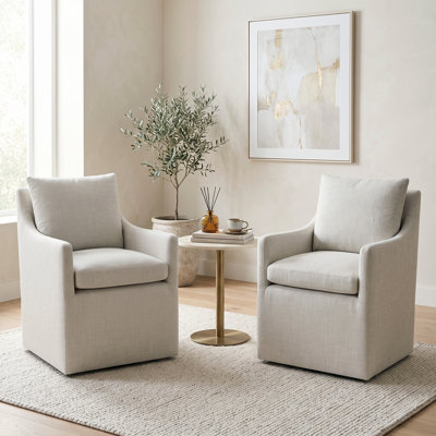 Shaune Upholstered Armchairs with Solid Wood Legs