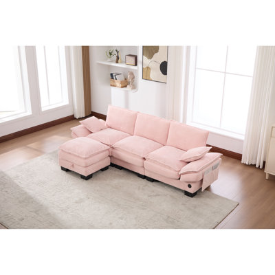 Canapé modulaire modulaire en forme de nuage, canapé à assise profonde avec tissu velours côtelé, meubles rembourrés confortables pour salon, appartement, studio, bureau, plusieurs configurations