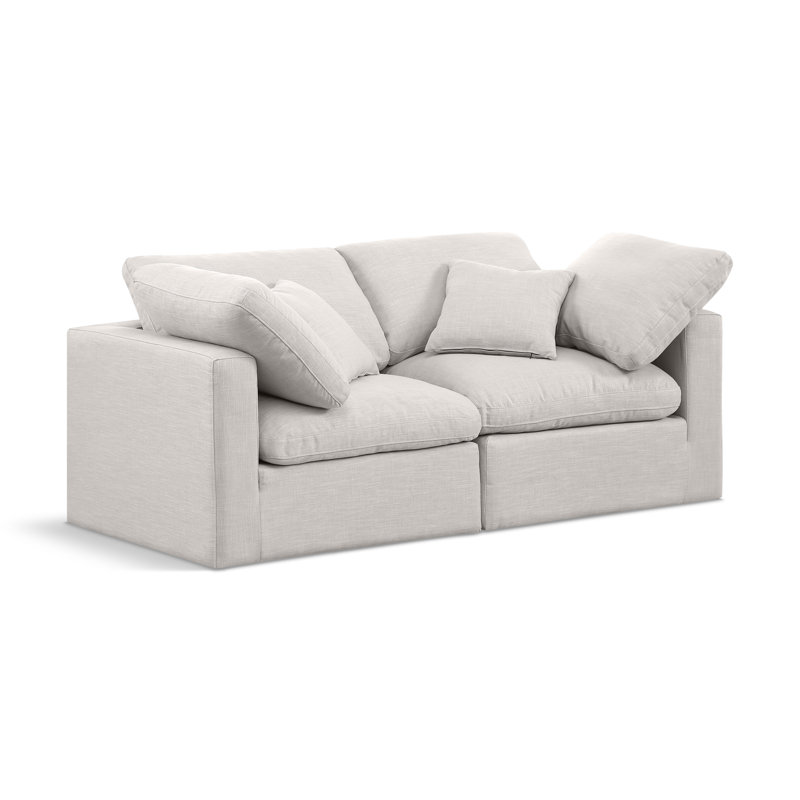 Itala Upholstered 70'' Loveseat, Cream Linen Textured Fabric