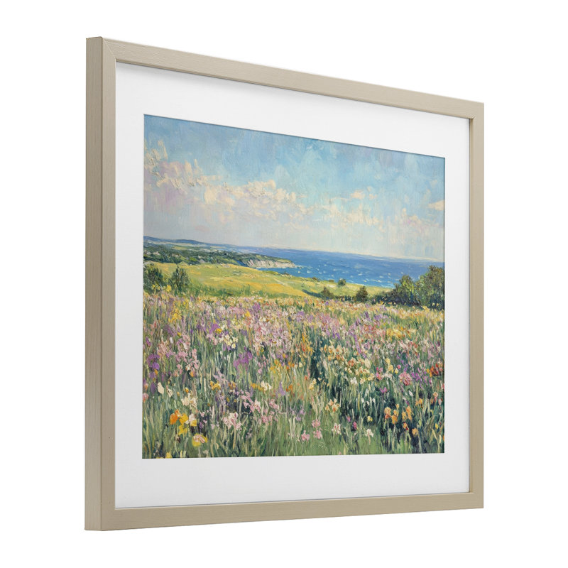 Lilas Coast Seascape, reproduction encadrée sous verre, design par Petal Prints Design, H 17 po x l 21 po