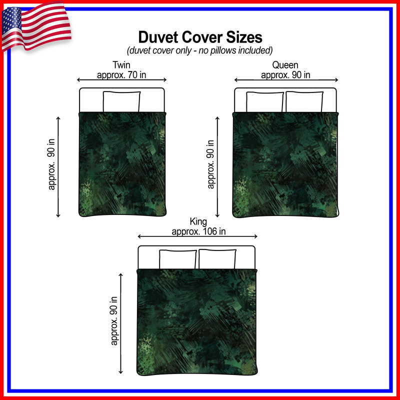Dark Green Abstract Texture Duvet Covers, Queen