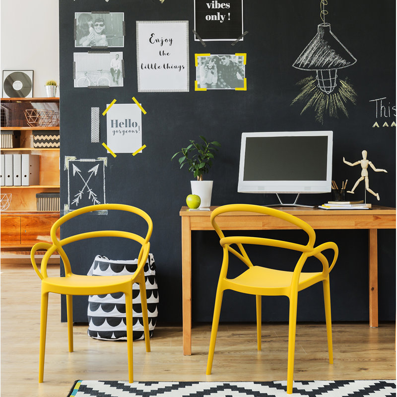 Chaise d'appoint empilable pour patio Farrah, Jaune