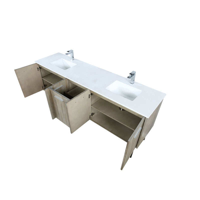 Meuble-lavabo double 80 po Rustic X P 20 po D, ensemble en marbre de culture et robinet chromé