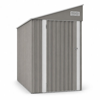 4 Ft. W x 8 Ft. D Lean-To Galvanized Steel Outdoor Storage Shed with Lockable Single Door, Air Vent, and Sloped Roof.