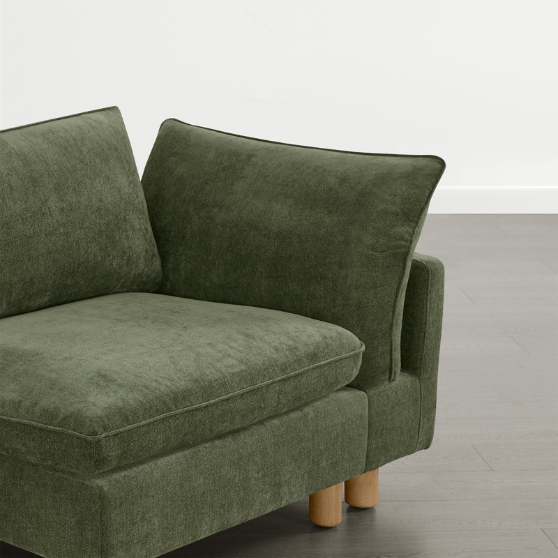 Solena 92" W 2-Piece Upholstered Modular Sofa With Solid Wood Base, Green