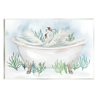 «Swan Duo Bathaign Botanicals» par Ziwei Li - impression sans cadre sur panneau de fibres à densité moyenne