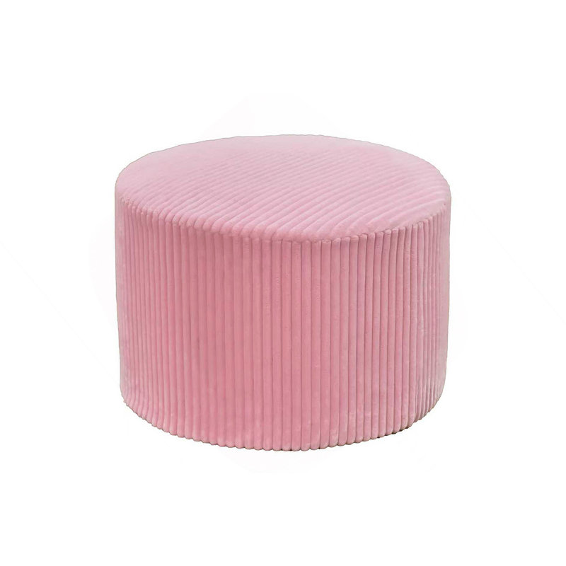 Corduroy Upholstery Full Compressed Ottoman, Pink