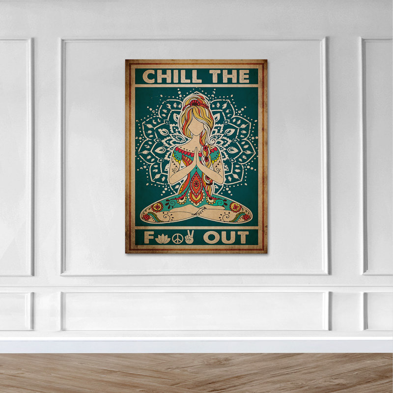«Girl Doing Yoga Flower Context - Let's Chill», reproduction d'art graphique sur toile tendue 1 pièce