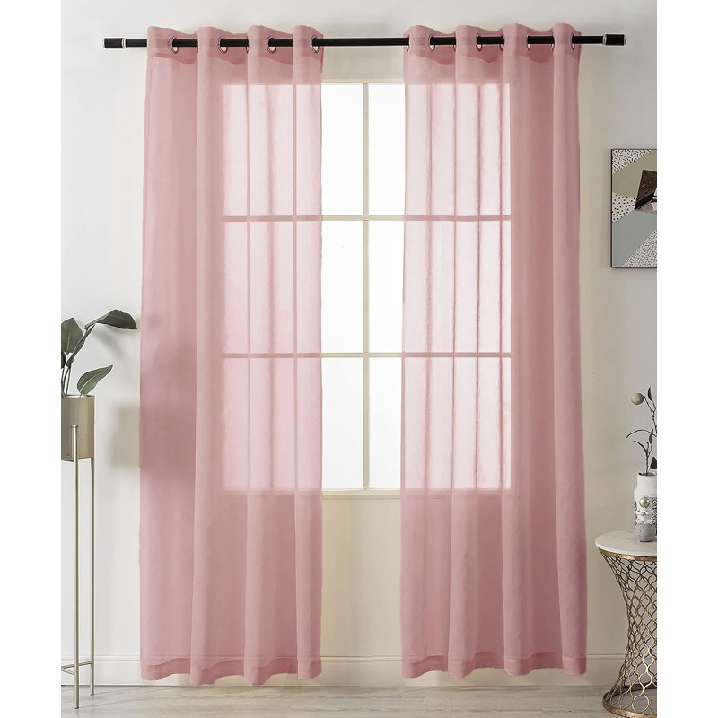 Alohna Sheer Curtain Pair, Rose