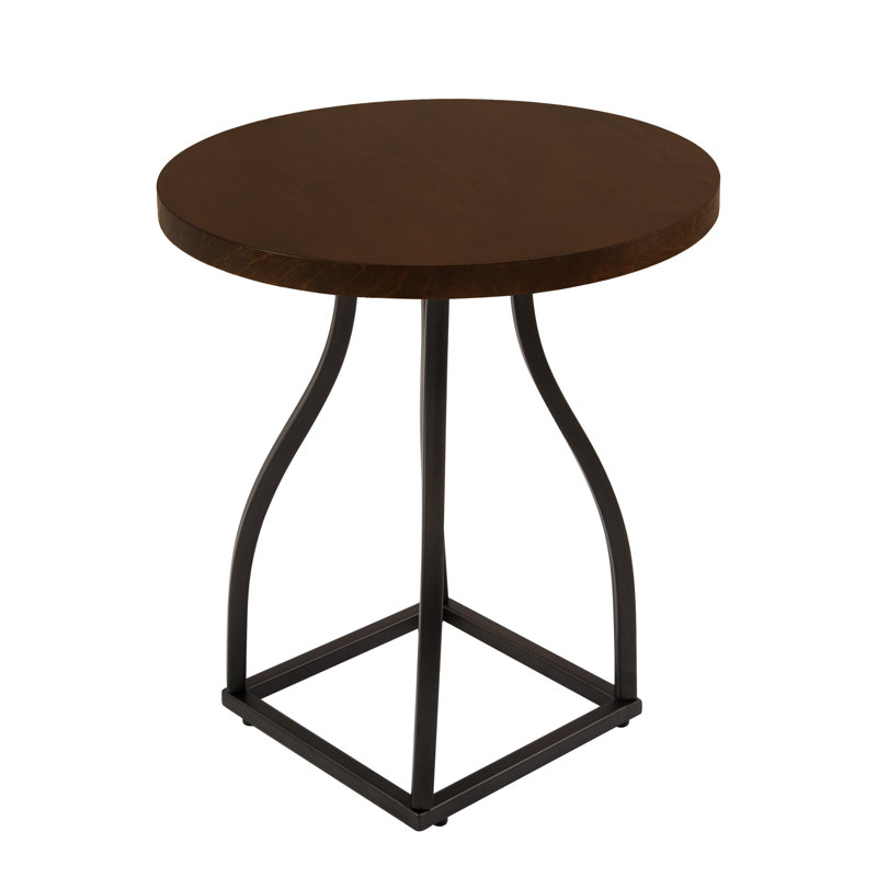 Lindsay Metal Base Accent Table, Brown Top/Black Base