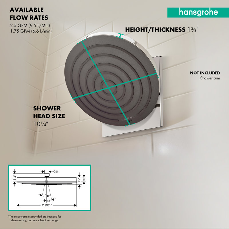 Pomme de douche à 1 jet hansgrohe Pulsifier S 260, Chrome chrome, 2,5 gallons par minute