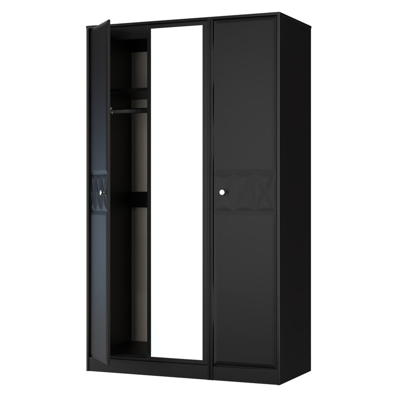 Ceinwen Manufactured Wood Wardrobe, Deep Black/Black Matt