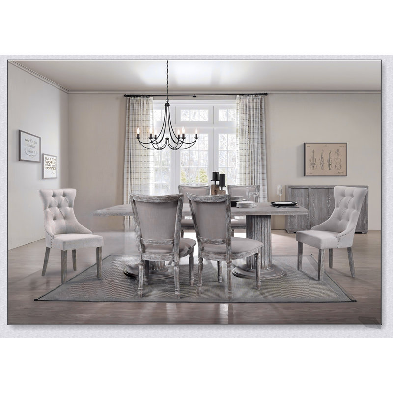 Ensemble de salle à manger à finition grise 7 pièces Gabrian avec table spacieuse et chaises confortables