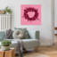 Pink Christmas Wreath Abstract Modern Winter Wall Art Print 1 Piece Wrapped Canvas Wall Art-1300832546