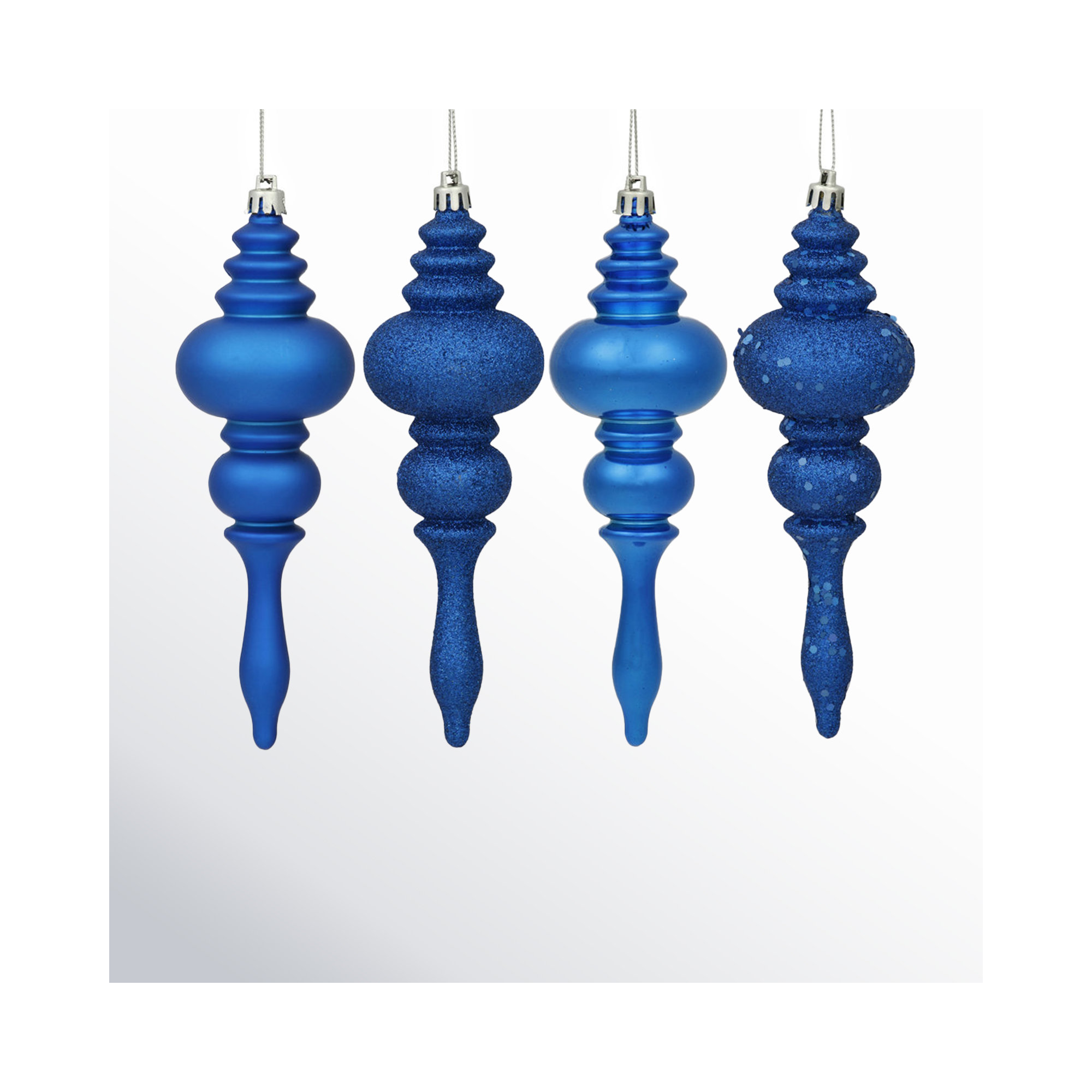 7" Finial Ornament 8/Pk, Lavish Blue
