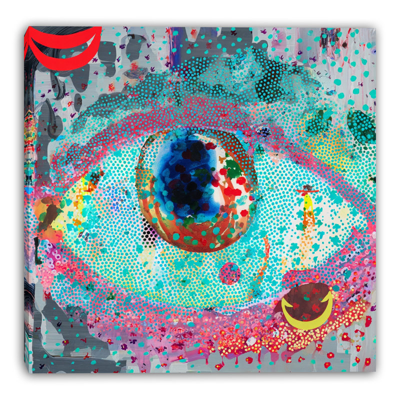 «Electric Eye», art abstrait en V sur toile tendue, L 40 po x H 40 po x P 1,5 po