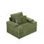 Canapé simple en velours côtelé vert avec un coussin, deux coussins décoratifs, un repose-pieds et deux espaces de rangement-1097002339