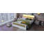 Structure de lit double en rotin avec lumières DEL et tête de lit pour le rangement des chambres d'enfants-966599236