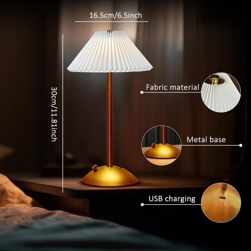 Portable LED Table Lamp With Touch Sensor, 3 Color Touch Control Rechargeable, 3-Levels Brightness Metal Desk, Bedside, Dining Room Light (White)