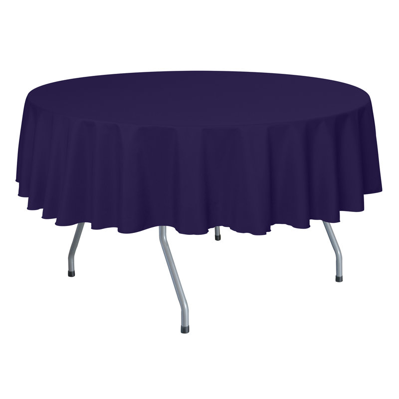 Ultimate Textile - Round Polyester Linen Tablecloth, 84" x 84", 1, Purple