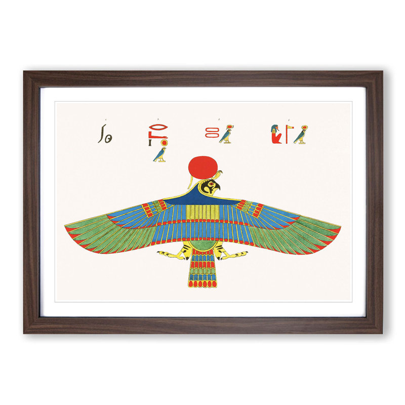 Hawk Emblem by J.F. Champollion - Picture Frame Painting Print, 48cm H x 65cm W x 2cm D, Walnut Framed
