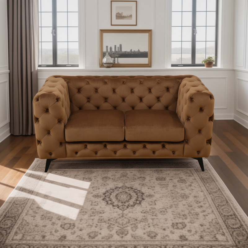 Causeuse modulaire en microfibre brune