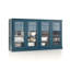 Buffet 100% bois massif 64 po avec portes en verre transparent, 4 tiroirs et tablettes réglables-190752277