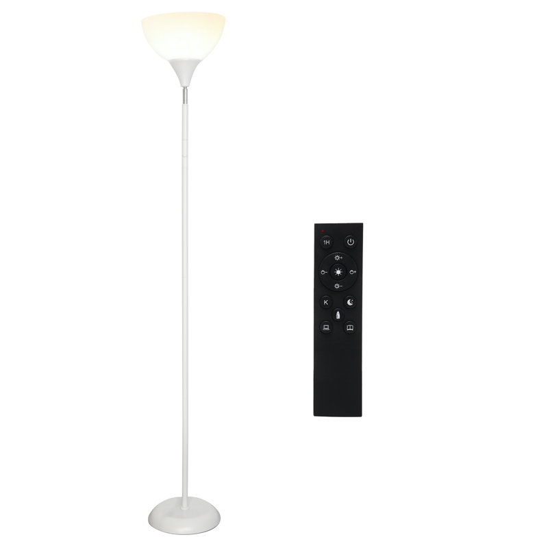 Lampe sur pied réglable à 90 degrés pliable, luminosité et température de couleur en continu télécommandées, lampe sur pied peu encombrante pour bureau de chambre à coucher, blanc