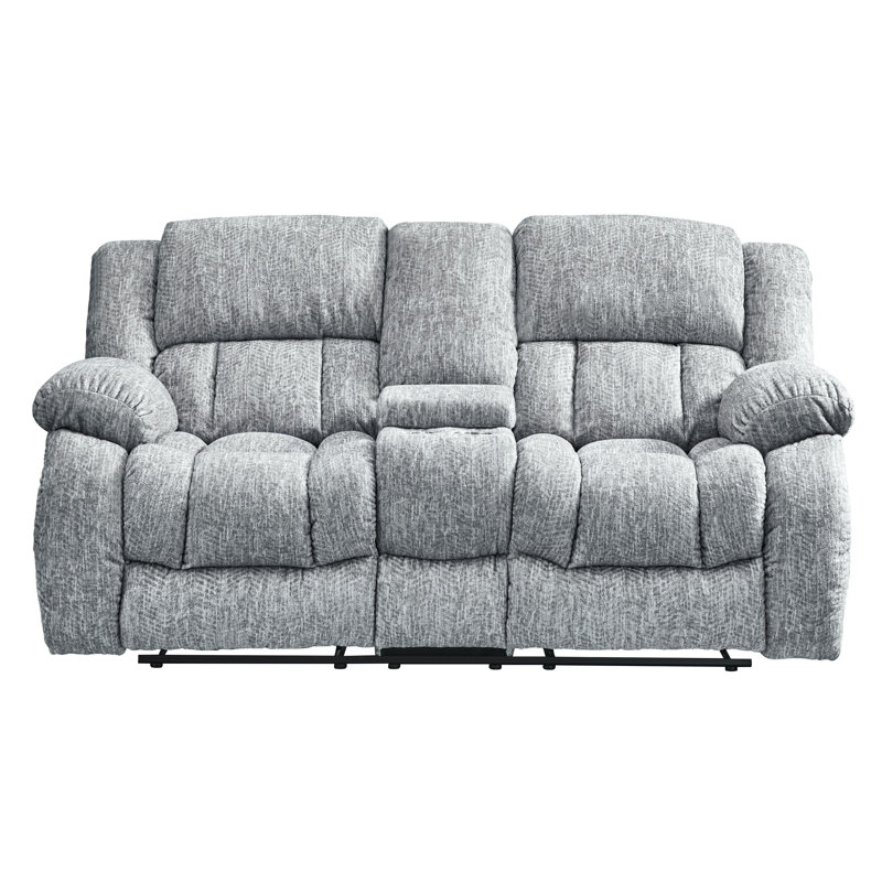 71'' Pillow Top Arm Reclining Loveseat, Gray 100% Polyester