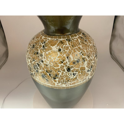 Zorigs Floor Vase, 18 Inch Mosaic Vase – Tall Cylinder Made of Brass with Dandelion and White Glass Mosaic Pieces – Handcrafted Decorative Home Décor Accent Piece for Bedroom, Living Room, Office