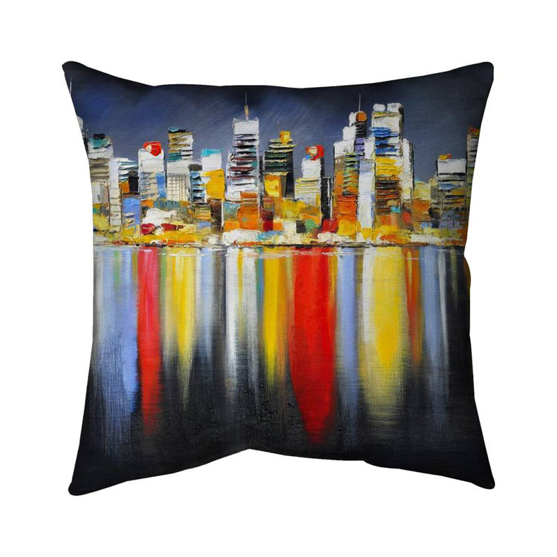 Colorful Cityscape Night Reflection Blue Throw - Home Decor