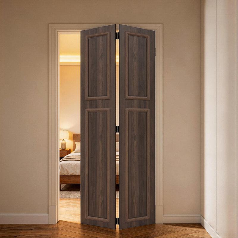 38 series 32in.X84 in. 3/4 inch thickness 2-Panel Walnut Color Finished MDF Bi-fold door with closet hardware