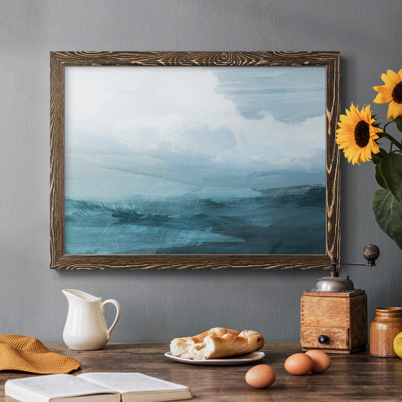 Toile tendue encadrée rustique Azure Rising IV, Cadre noyer, H 14 po x l 20 po x P 1,5 po