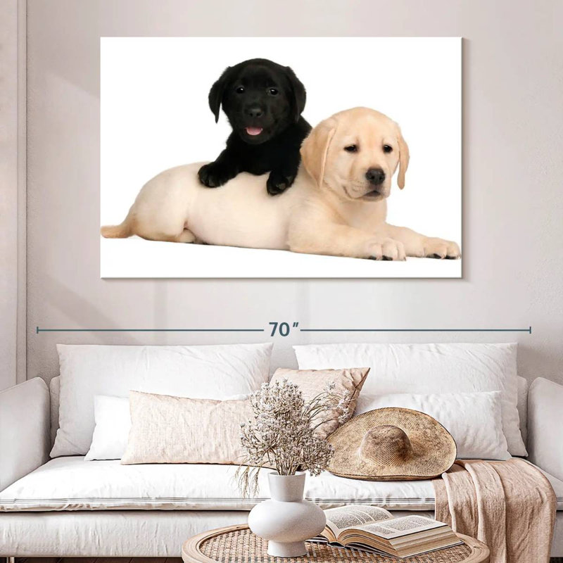 Yellow And Black Lab, 34" H x 51" W